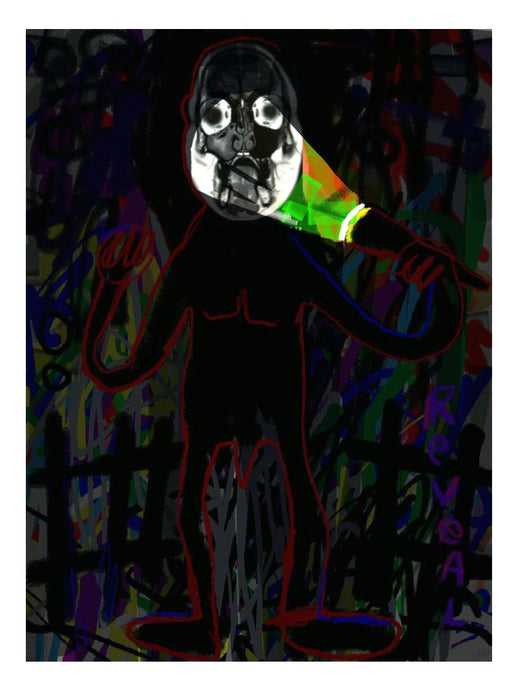 In the night they would dance in front of a giant chicken who sang - art print, by Eugene Ankomah